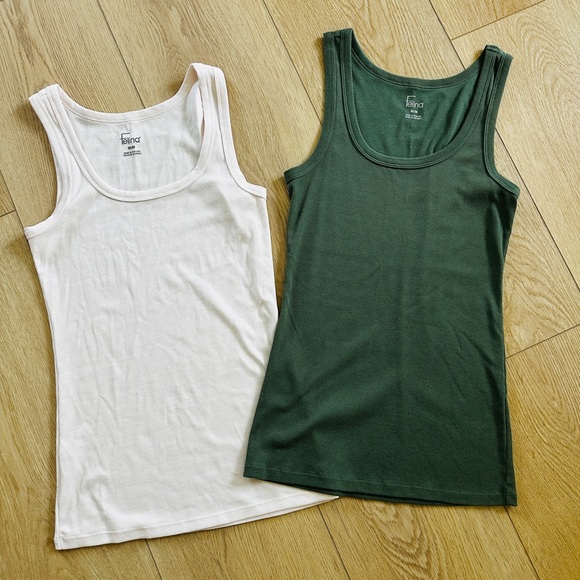 FELINA Pretty 🤩 Coral, Palest Pink & Olive Green Set of 3 Tank Tops 💫 Medium - Picture 10 of 12